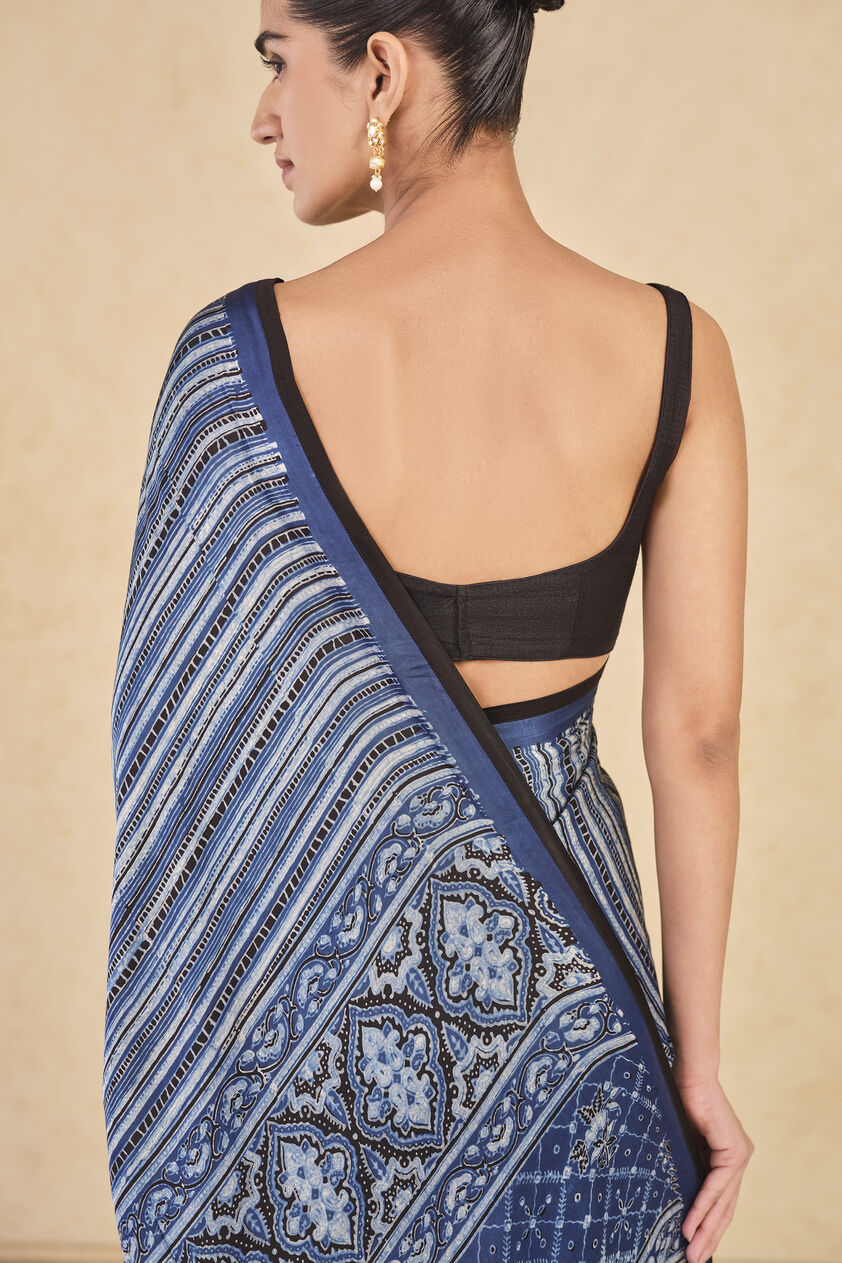 Buriti Printed Saree - Blue, Blue, image 5